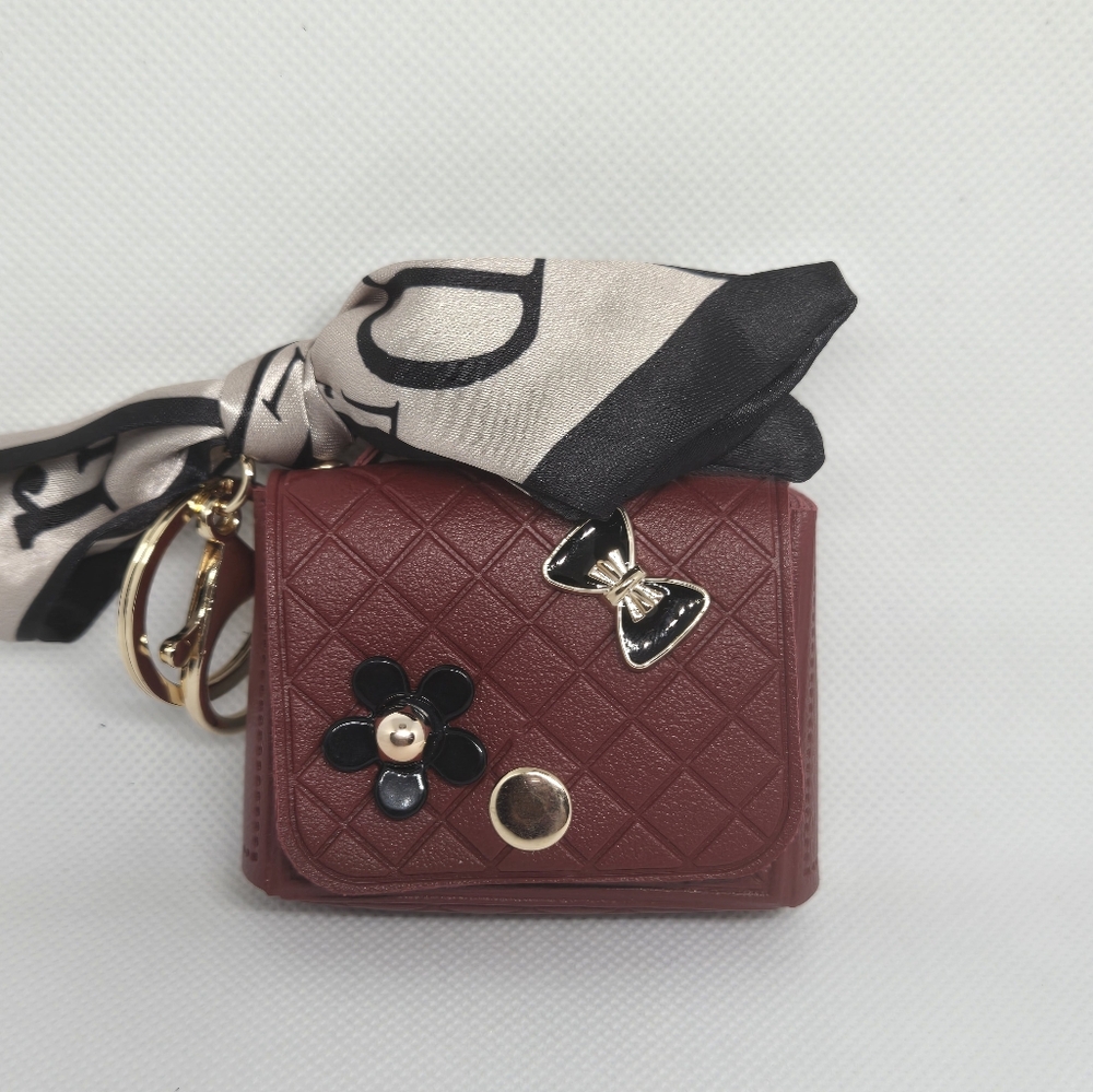 Mini Burgundy Quilted Purse Keychain - Picture 2 of 7